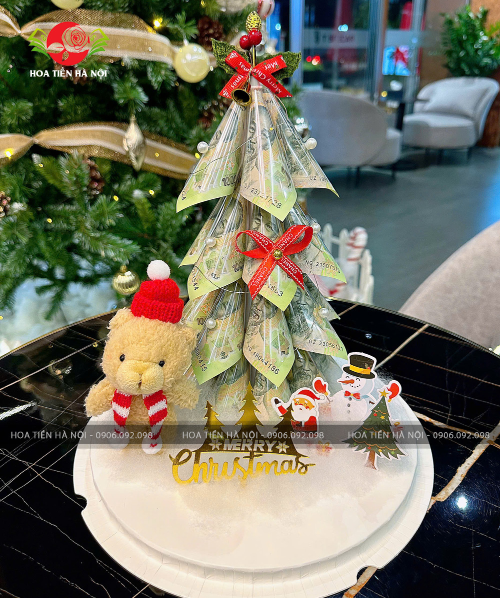 Cây thông Noel làm bằng tiền