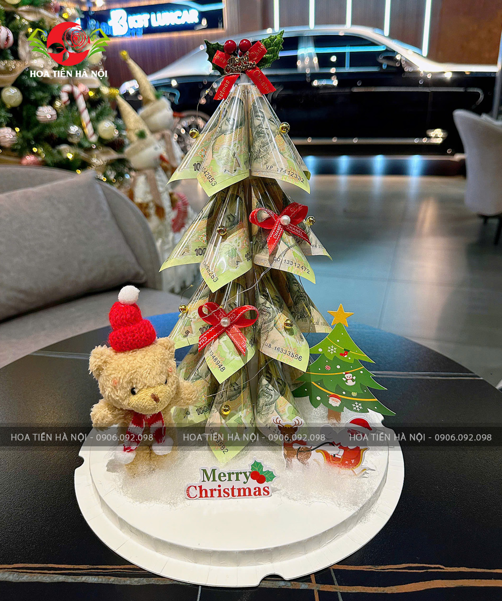 Cây thông Noel làm bằng tiền