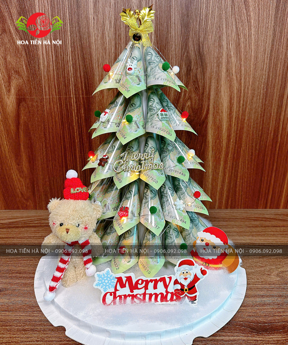 Cây thông Noel làm bằng tiền