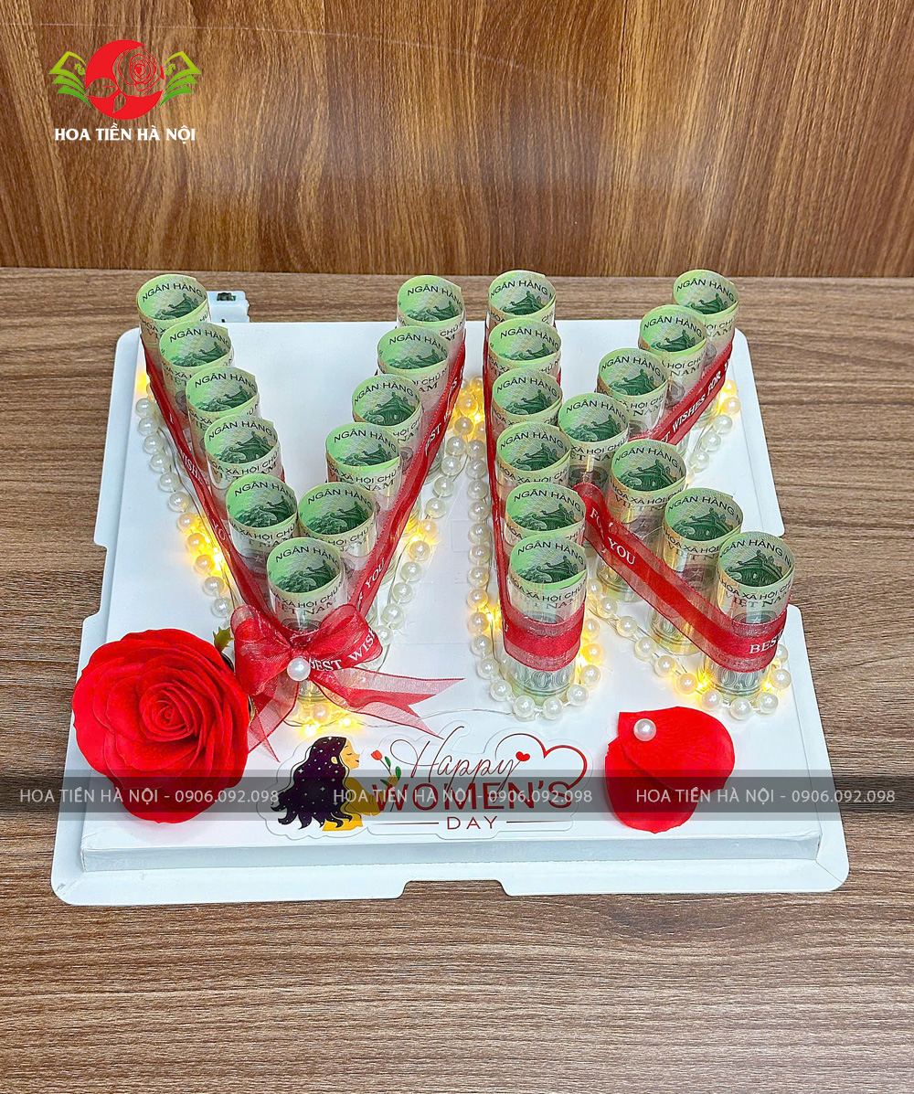 Bánh sinh nhật bằng tiền chữ VK