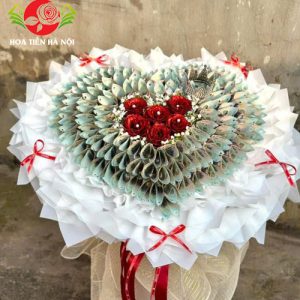 A Bó hoa tiền 500k trái tim công chúa