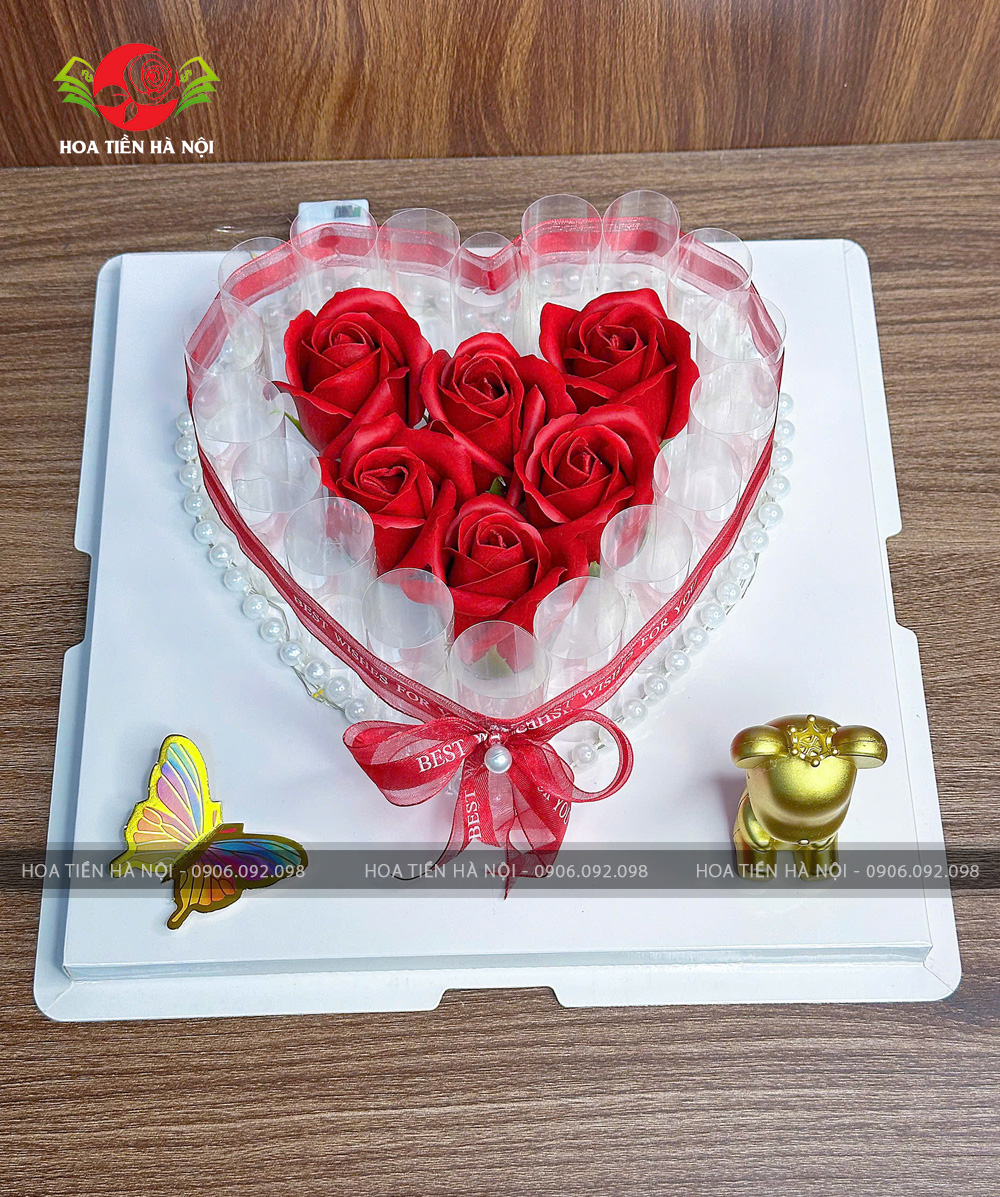 Khuôn bánh đút tiền trái tim hoa hồng