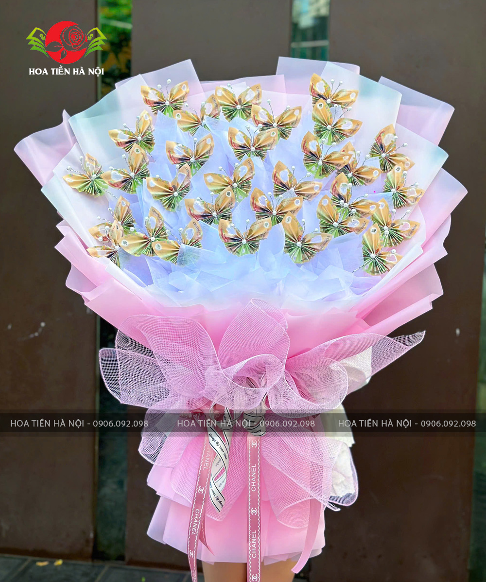 Bó hoa bướm tiền 200k 100 tờ (Đáng yêu)
