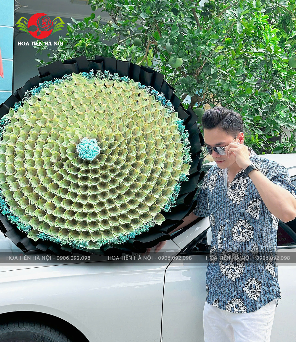 hoa tiền 100k 300 tờ tiền siêu to khổng lồ