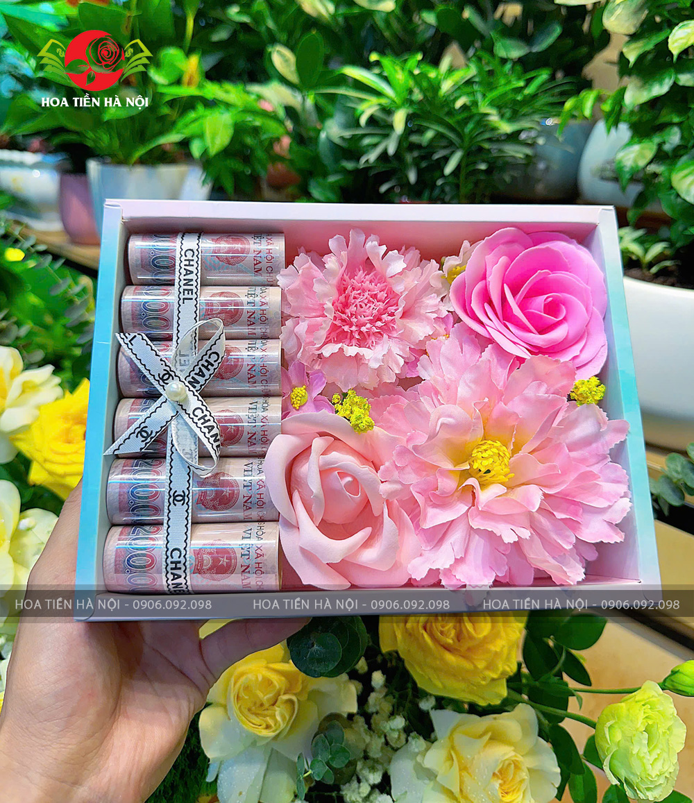 Hộp hoa tiền Mini để 5-6 tờ tiền