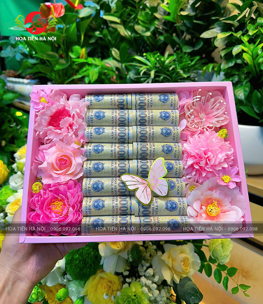 Hộp quà tặng 20 tờ tiền tone hồng phấn