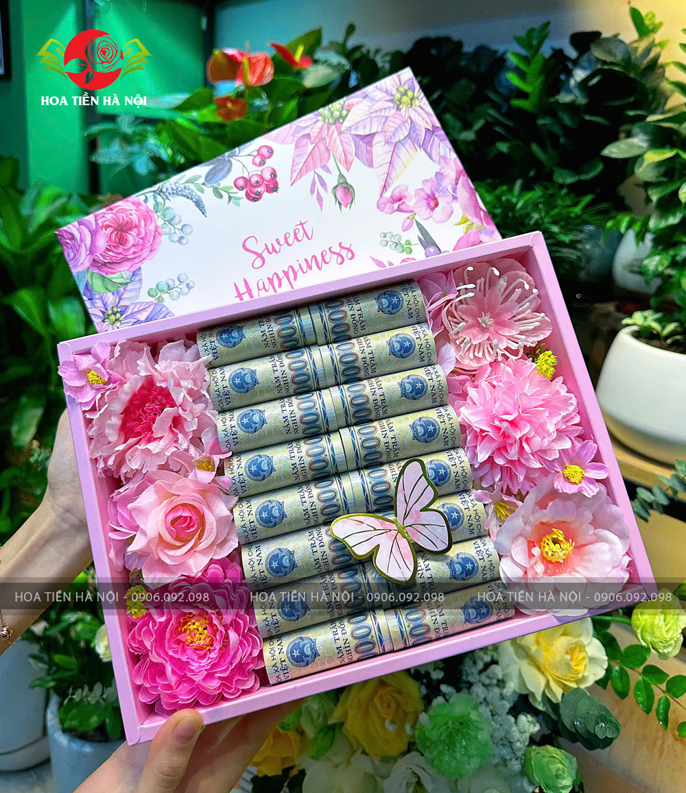 Hộp quà tặng 20 tờ tiền tone hồng phấn