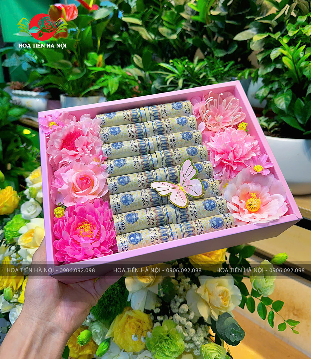 Hộp quà tặng 20 tờ tiền tone hồng phấn