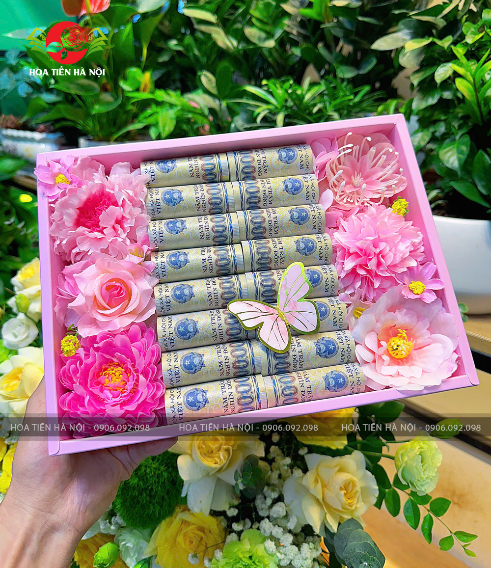 Hộp quà tặng 20 tờ tiền tone hồng phấn