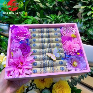 Hộp quà tặng 20 tờ tiền tone tím lime