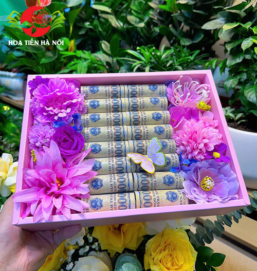 Hộp quà tặng 20 tờ tiền tone tím lime