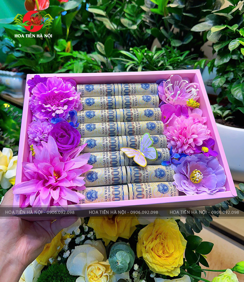 Hộp quà tặng 20 tờ tiền tone tím lime