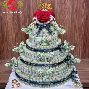 Bánh sinh nhật 8 tầng 300 tờ tiền 100k