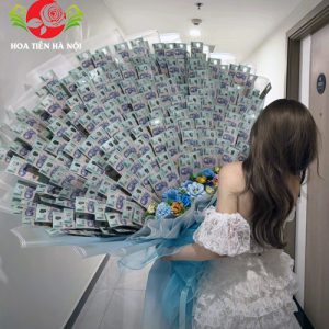 Bó hoa tiền 100 Triệu tone xanh trứng sĩ
