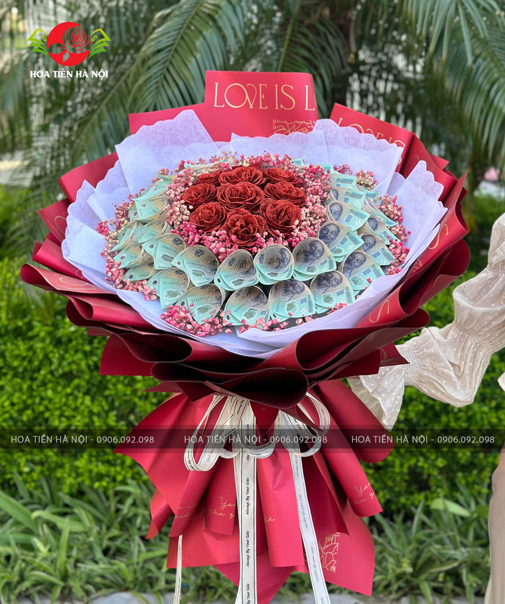 Bó hoa tiền 20 Triệu hoa sáp nhũ
