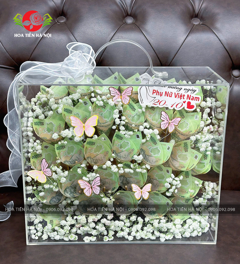 Vali tiền 100k 40 tờ mix hoa baby